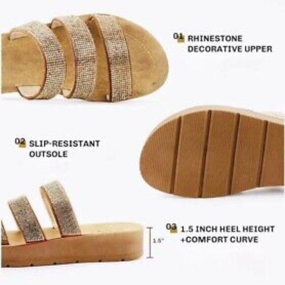 JABASIC Rhinestone Platform Slide - Picture 2 of 12